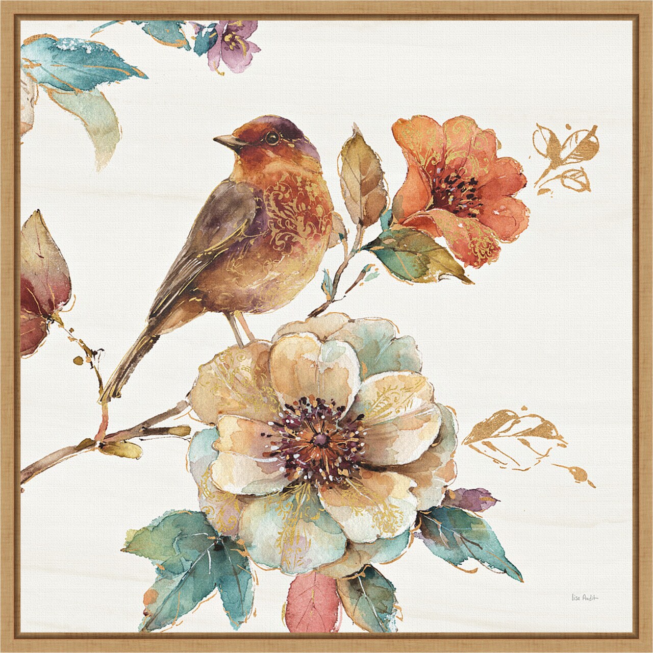 Spiced Nature II Soft White by Lisa Audit 16-in. W x 16-in. H. Canvas Wall Art Print Framed in Natural